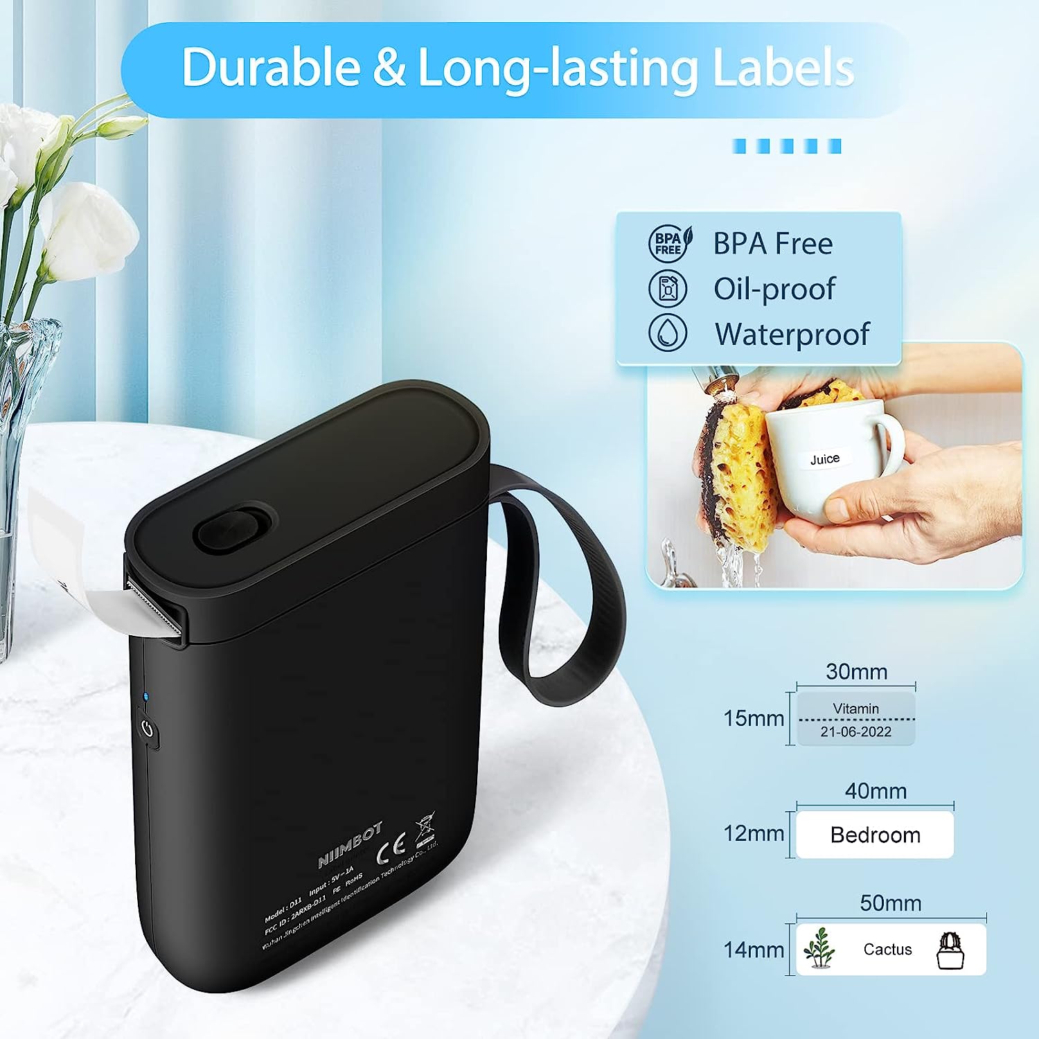 JADENS Label Maker Machine with Tape, D110 Portable Bluetooth Label Printer for Storage, Shipping, Barcode, Mailing, Office, Home, Organizing, Sticker Maker Mini Label Maker with Multiple Templates - Image 3